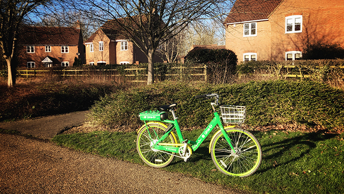Photograph of an electric bike at Milton Keynes Village