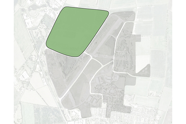 Plan highlighting the Denny and Lakeside North Character Areas on the site